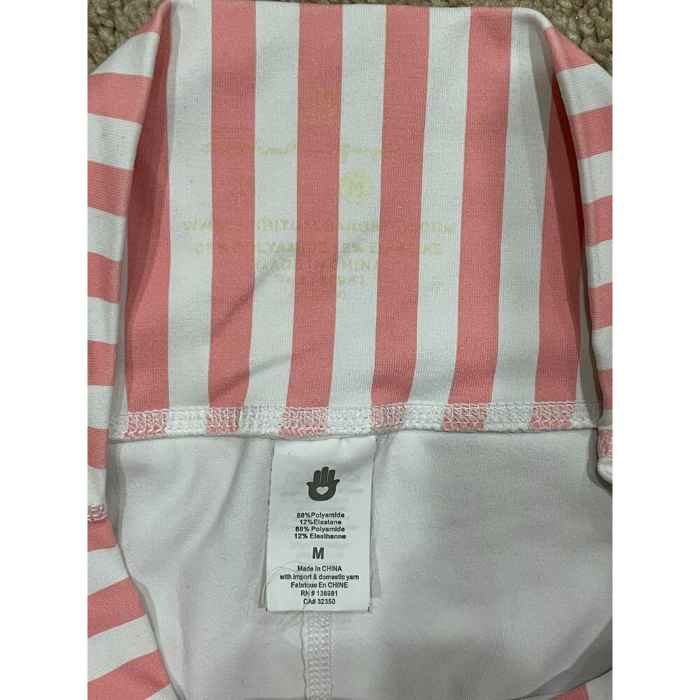 Spiritual Gangster Leggings Womens Size M White Peach Striped Athletic Stripe - Picture 3 of 7